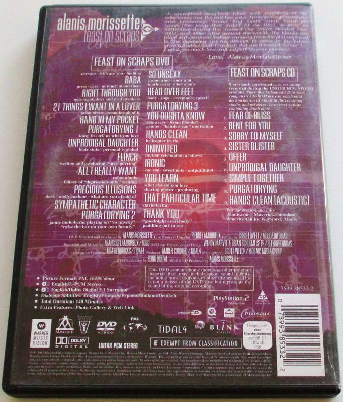 ALANIS MORRISSETTE Feast on Scraps DVD+CD