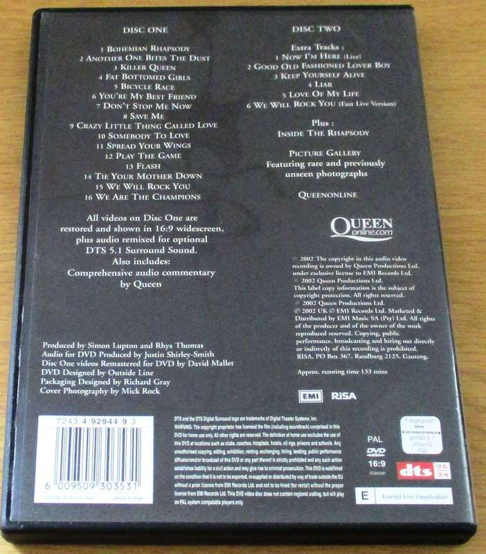 QUEEN Greatest Video Hits 1 2xDVD