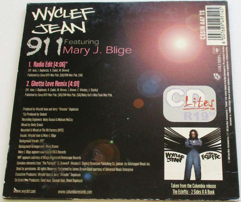 WYCLEF JEAN 911 Featuring Mary J Blige CD Single [CD SINGLE BOX]