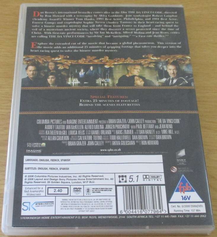 THE DA VINCI CODE DVD Tom Hanks [BBOX 4]