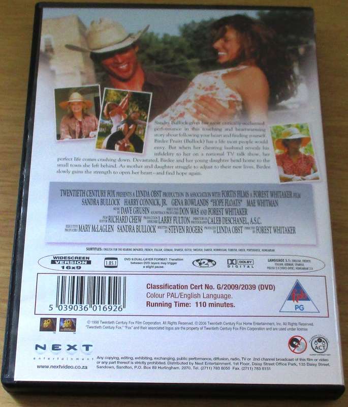 HOPE FLOATS DVD Sandra Bullock [BBOX 4]