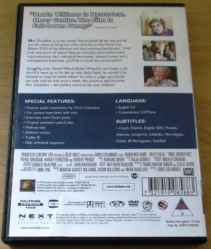 MRS DOUBTFIRE DVD Robin Williams  [BBOX 4]