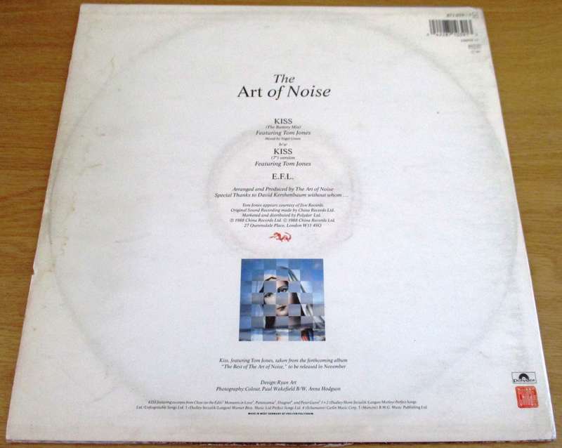 THE ART OF NOISE featuring TOM JONES Kiss 12" Maxi Single VINYL Record