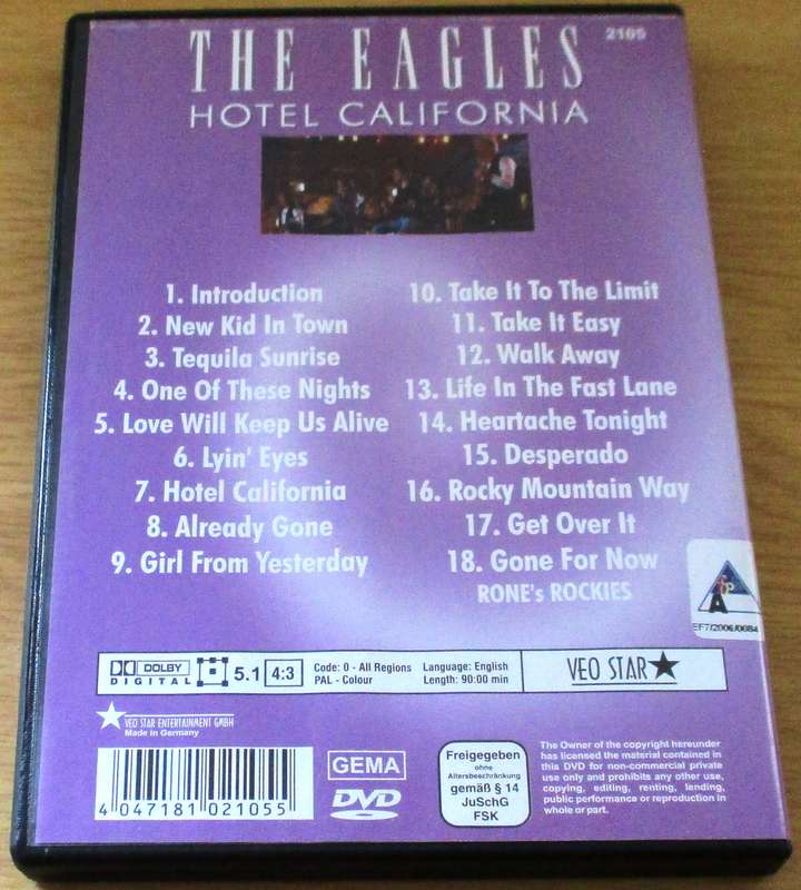 THE EAGLES Hotel California DVD