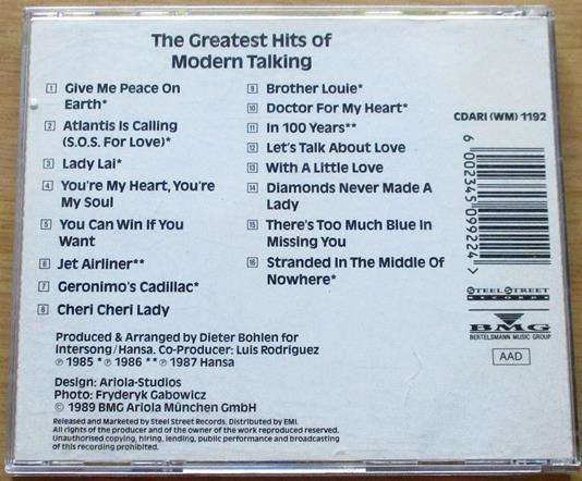 MODERN TALKING Greatest Hits CD [Gx22]