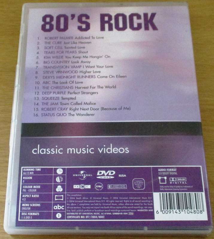 80'S ROCK 16 Classic Music Videos DVD