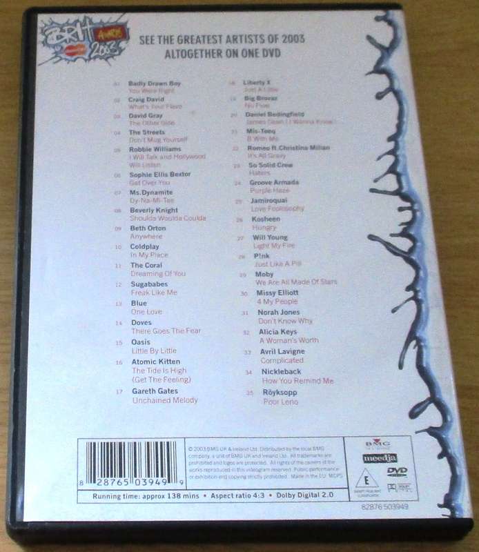 BRIT AWARDS 2003 DVD