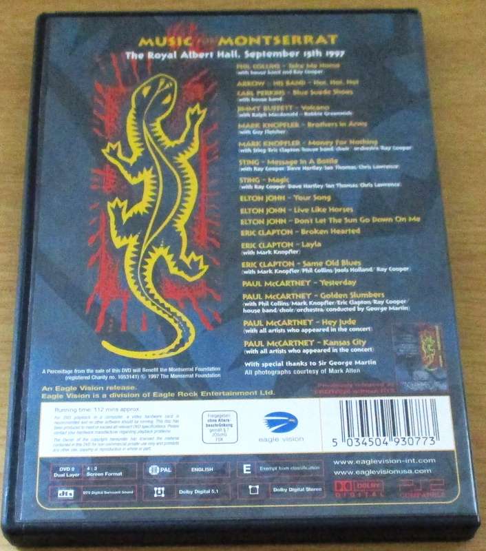 MUSIC FOR MONTSERRAT Jimmy Buffet Eric Clapton Elton John Sting DVD