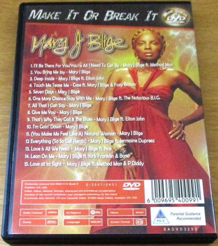 MARY J BLIGE Make it or Break It Video Hits DVD