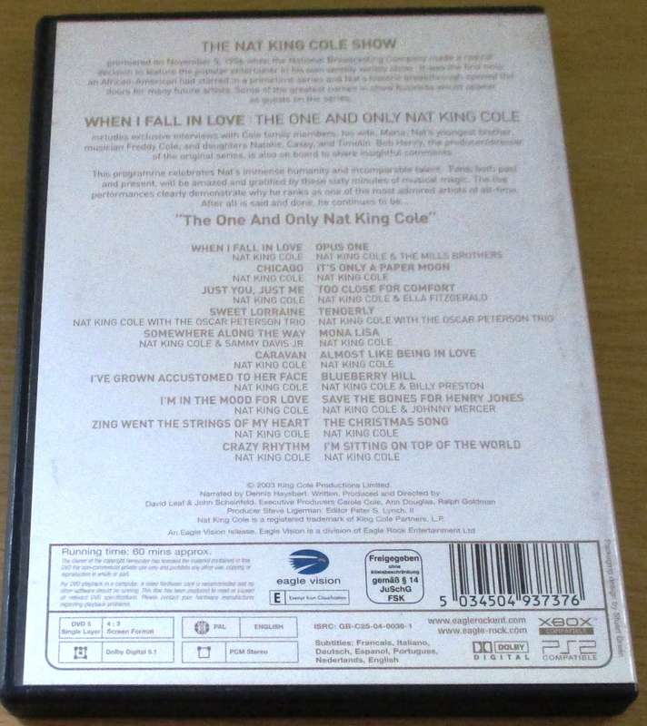 NAT KING COLE When I Fall in Love The One and Only DVD