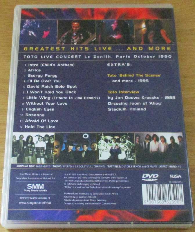 TOTO Greatest Hits Live and More DVD *CLEARANCE*