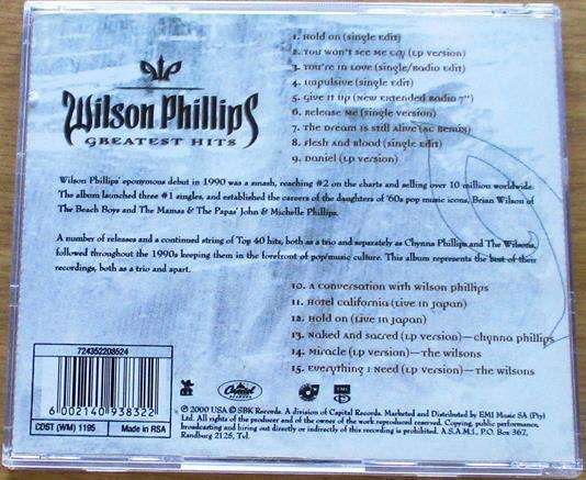 WILSON PHILLIPS Greatest Hits CD [Gx33]