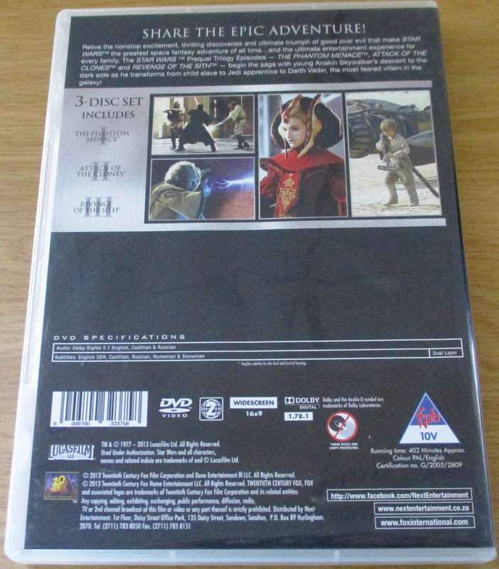 STAR WARS 1-3  Phantom Menace + Attack of the Clones + Revenge of the Sith DVD [Box Set Shelf]