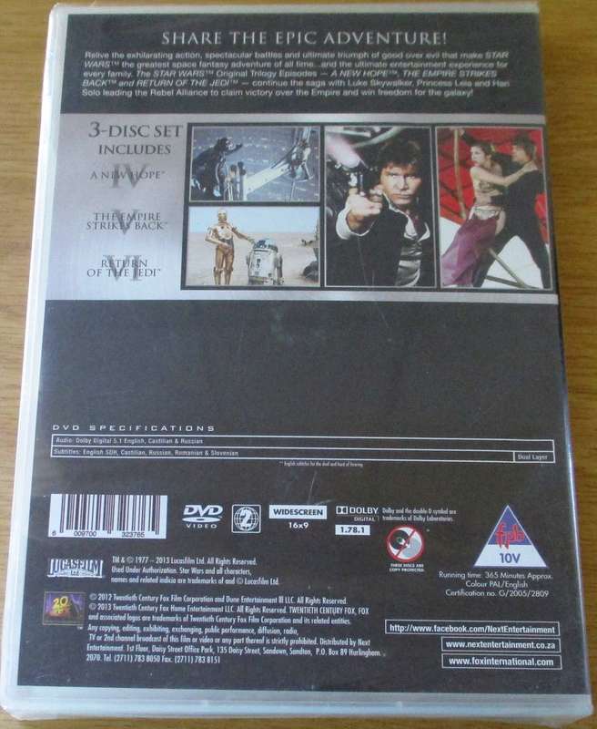 STAR WARS 4-6  A New Hope / The Empire Strikes Back + Return of the Jedi DVD [Box Set Shelf]