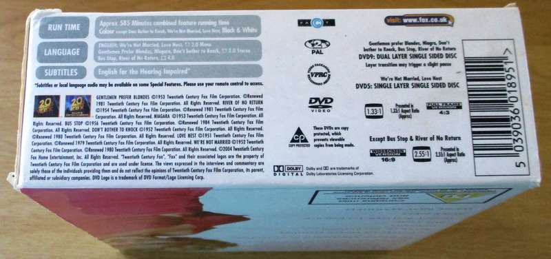 MARILYN MONROE The Collection 7xFilm DVD BOX SET [Box Set Shelf]