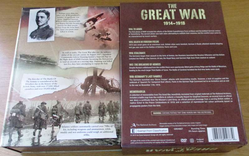 THE GREAT WAR 1914-1918 3xDVD BOX SET [Box Set Shelf] + war memorabilia