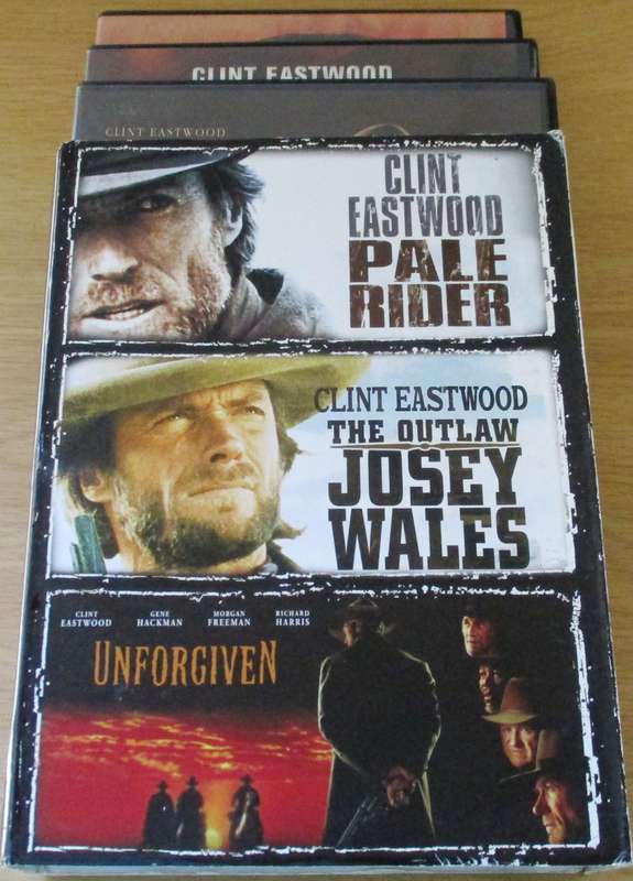 PALE RIDER + THE OUTLAW JOSEY WALES + UNFORGIVEN Clint Eastwood 3xDVD [Box Set Shelf]
