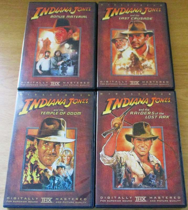 INDIANA JONES Temple of Doom + Raiders of the Lost + Last Crusade + Bonus Art 4xDVD [Box Set Shelf]