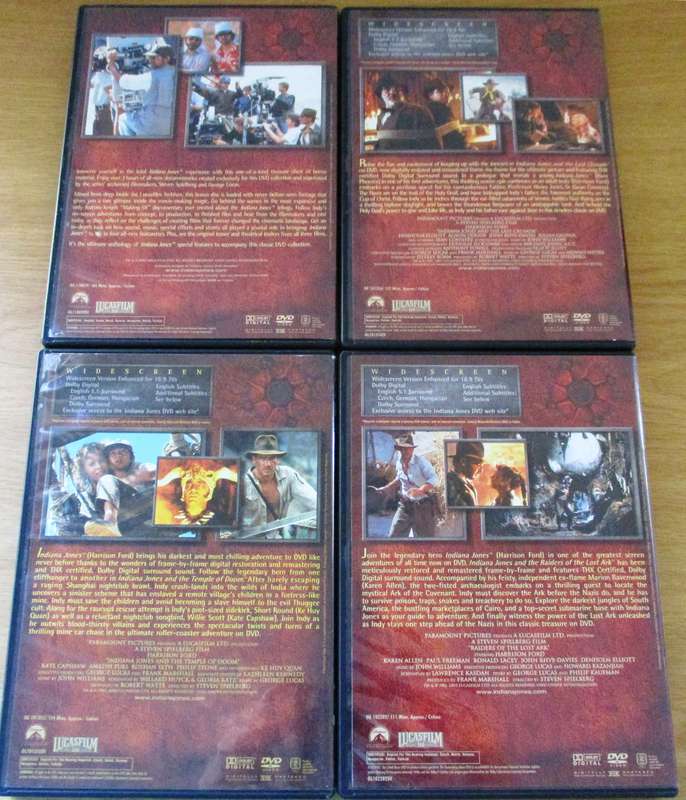 INDIANA JONES Temple of Doom + Raiders of the Lost + Last Crusade + Bonus Art 4xDVD [Box Set Shelf]