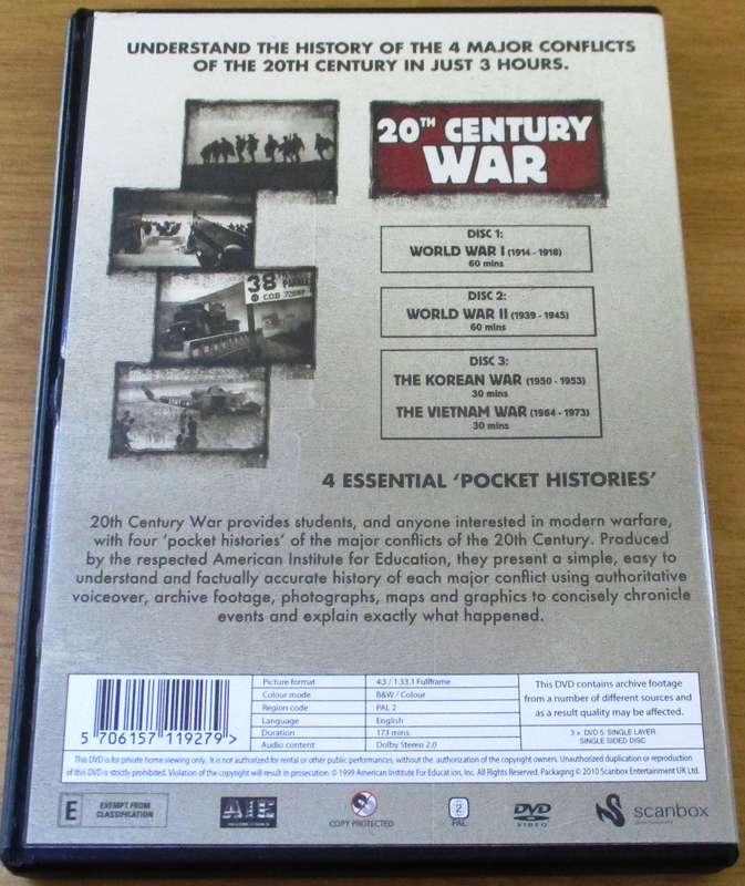 20th CENTURY WAR WORLD WAR 1 + 2 + KOREAN & VIETNAM WAR 3xDVD BOX SET [Box Set Shelf]