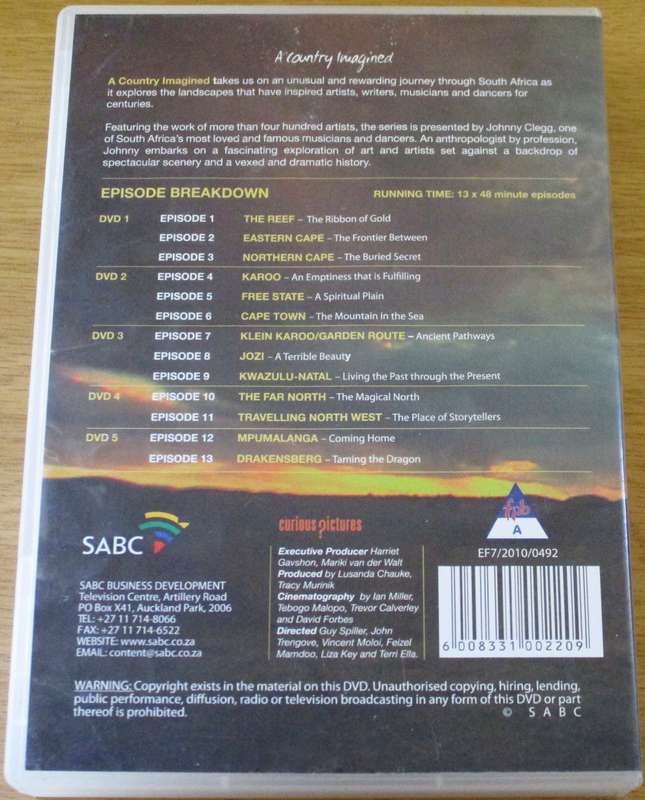 A COUNTRY IMAGINED South African Journey through Landscape Art Culture 5xDVD BOX SET [Box Set Shelf]