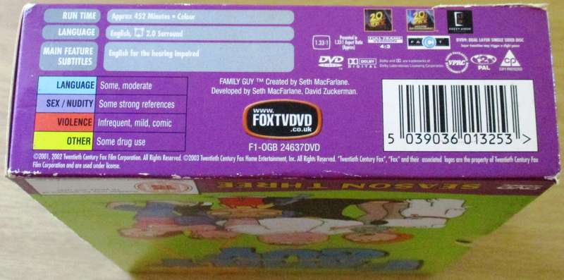 FAMILY GUY Season 3 3xDVD [Box Set Shelf]