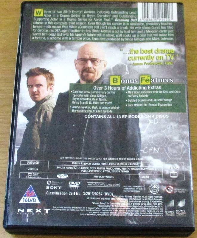 BREAKING BAD The Complete Third Season DVD [Box Set Shelf]