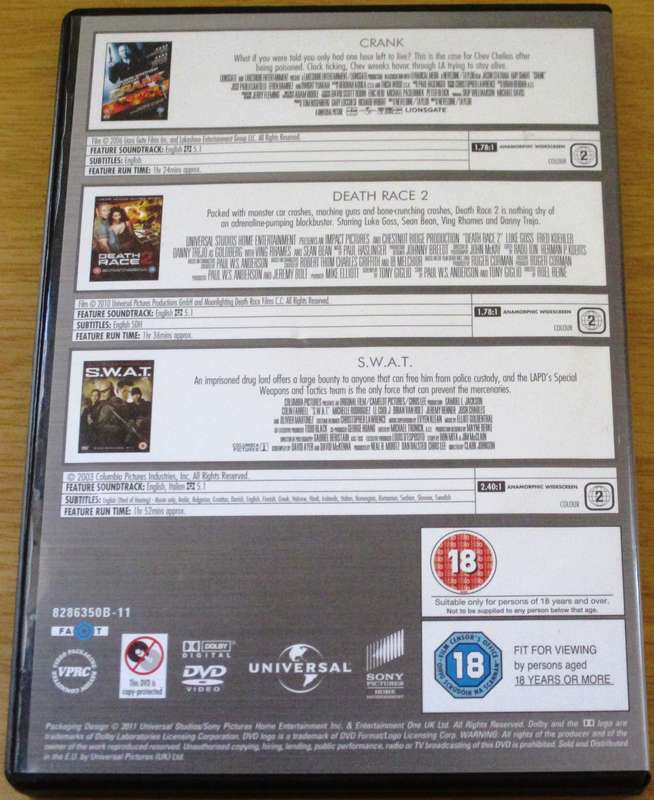 CRANK + DEATH RACE + S.W.A.T. 3xDVD [Box Set Shelf]