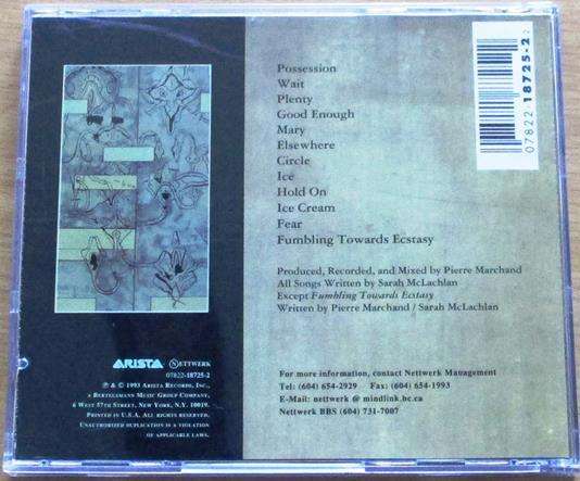 SARAH McLACHLAN Fumbling Towards Ecstasy CD [Gx36]