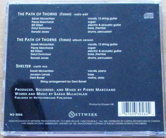 SARAH McLACHLAN The Path of Thorns CD [Gx36]