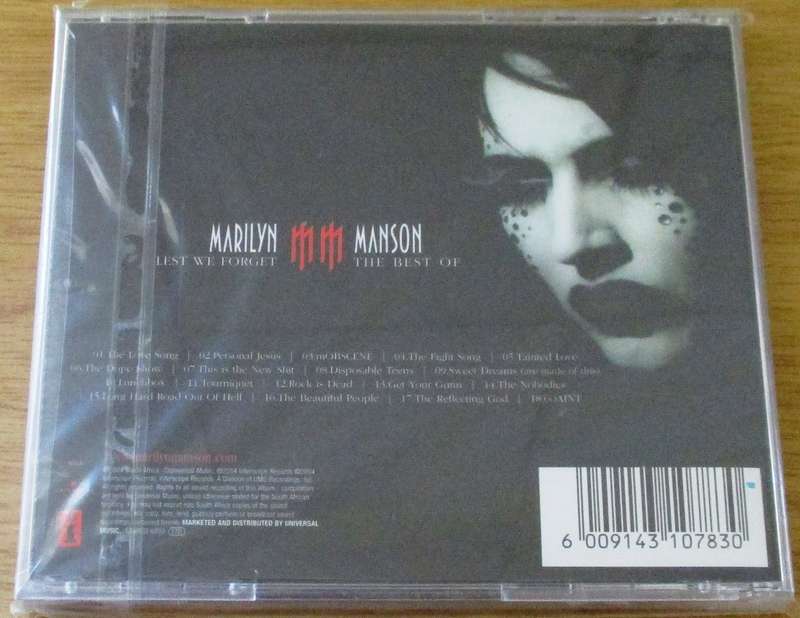 MARILYN MANSON Lest we Forget The Best of CD with laminated all access pass