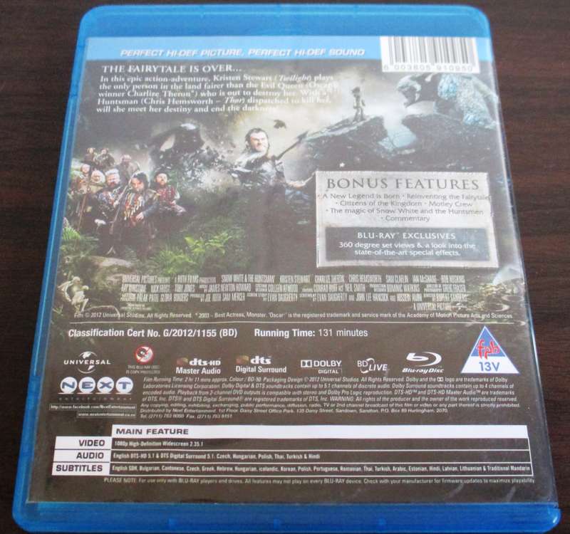 SNOW WHITE & THE HUNTSMAN BLU RAY [BLU RAY SHELF]