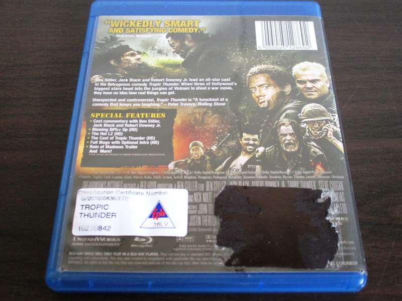 TROPIC THUNDER BLU RAY Jet Black Ben Stiller Robert Downey Jr. [BLU RAY SHELF]
