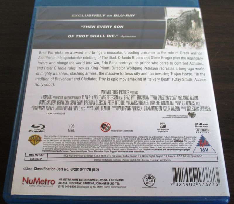 TROY Director's Cut BLU RAY Brad Pitt Orlando Bloom [BLU RAY SHELF]