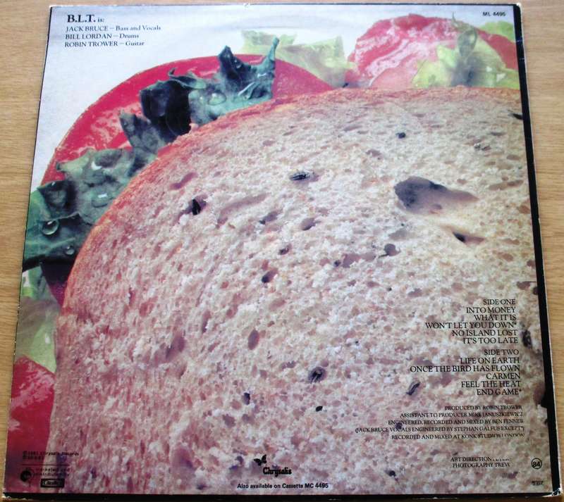 JACK BRUCE BILL LORDAN ROBIN TROWER B.L.T. LP VINYL RECORD
