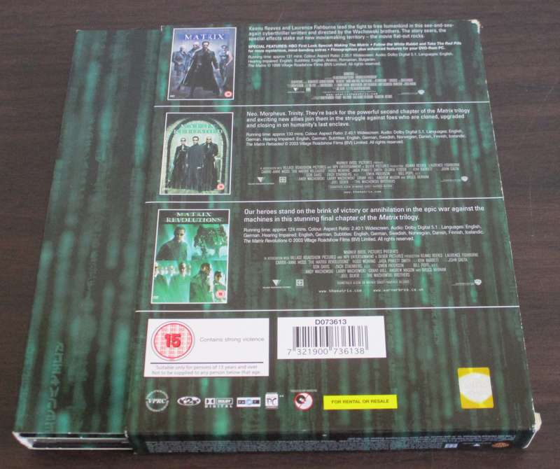 THE MATRIX TRILOGY 3xDVD BOXSET [BBx4]