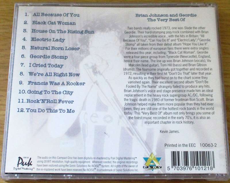 BRIAN JOHNSON & GEORDIE The Very Best of CD [Zx10]