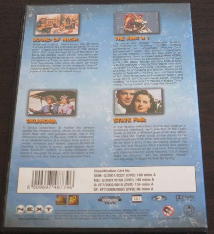 THE SOUND OF MUSIC + THE KING AND I + OKLAHOMA + STATE FAIR 4xDVD  [BBOX 5]
