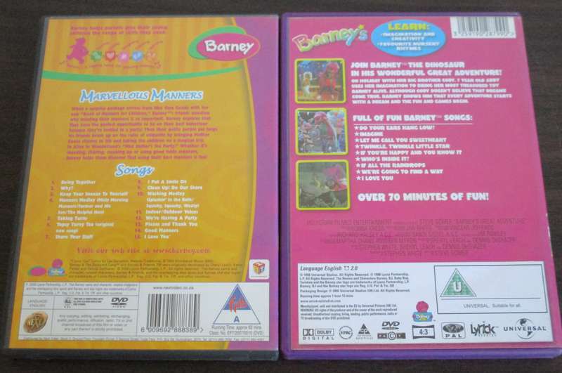 BARNEY'S GREAT ADVENTURE THE MOVIE + MARVELLOUS MANNERS DVD [BBOX 7]