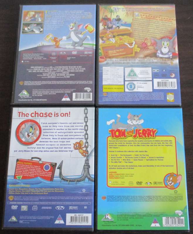 TOM AND JERRY Whiskers AwayClassic Collection Vol 2+Shiver Me Whiskers+The Movie 4xDVD [BBOX 7]