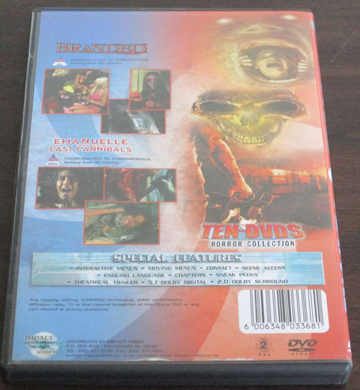 HORROR PACK 2xDVD: Branded + Emanuelle and the Last Cannibals Double Sided Play DVD [BBOX 7]
