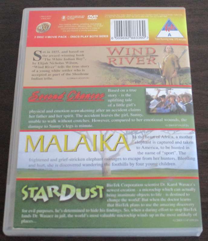 WIND RIVER + SECOND CHANCES + MALAIKA + STARDUST 4 Movie Collection 2xDVD [BBOX 7]