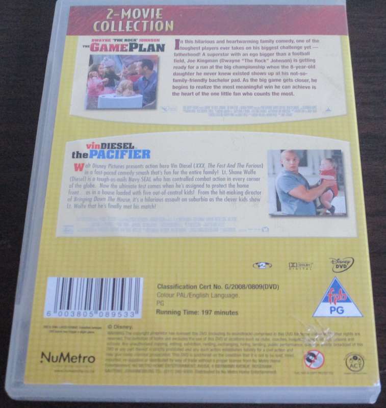 THE GAME PLAN + THE PACIFIER Dwayne Johnson + Vin Diesel 2xDVD [BBOX 7]