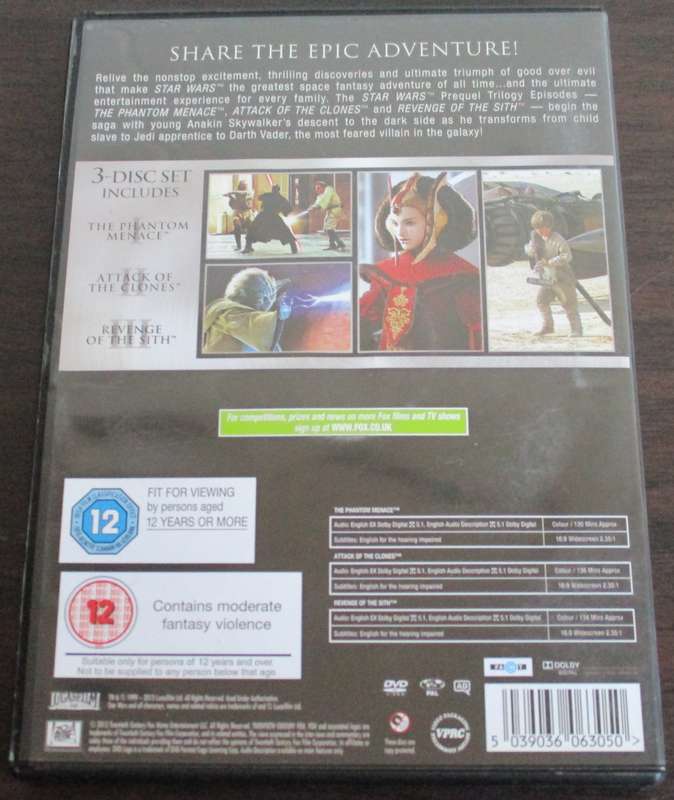 STAR WARS The Phantom Menace + Attack of the Clones + Revenge of the Sith 3xDVD [BBOX 8]