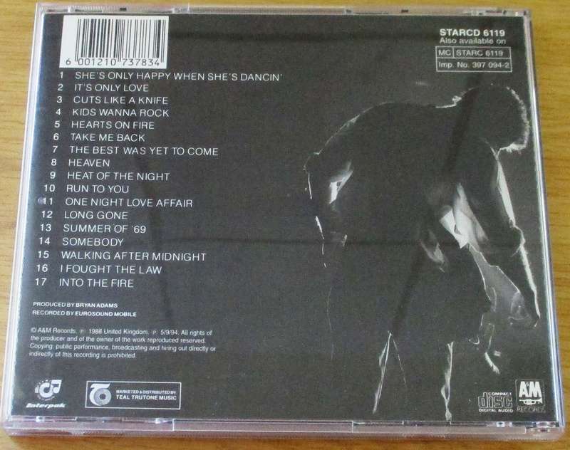 BRYAN ADAMS Live Live Live CD [Gx28]