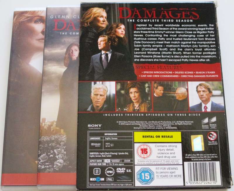 DAMAGES The Complete Third Season DVD Glenn Close [BB Shelf 1]
