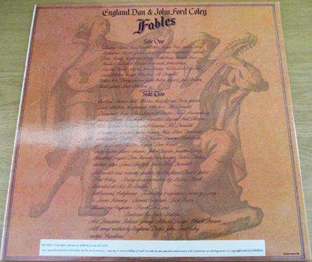 ENGLAND DAN & JOHN FORD COLEY Fables LP VINYL RECORD