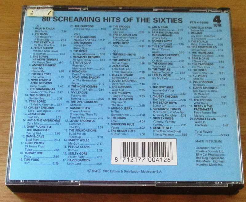 80 SCREAMING HITS OF THE SIXTIES 4xCD [Gx23]