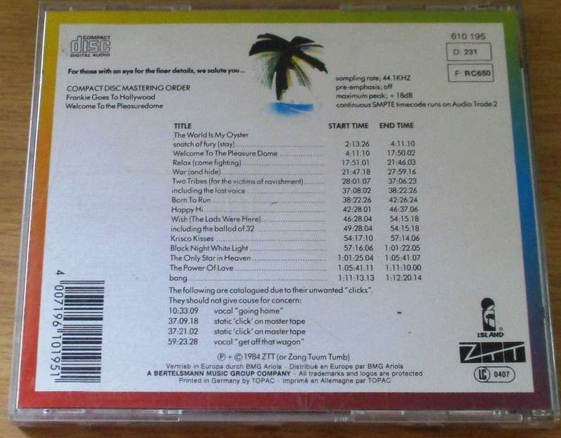 FRANKIE GOES TO HOLLYWOOD Welcome to the Pleasuredome CD [Gx22]