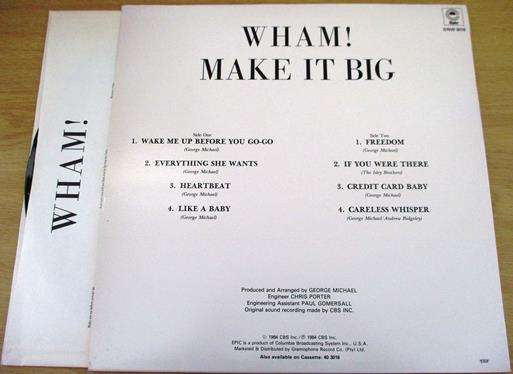 WHAM! Make it Big LP VINYL RECORD